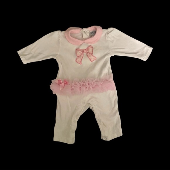 Kyle & Deena Other - Adorable Kyle & Deena Pink & White Bows Tutu Baby Onesie Romper-3-6M